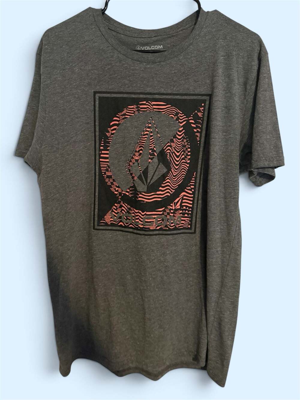 Volcom Graphic T-Shirt Gray With Zebra Pattern Logo